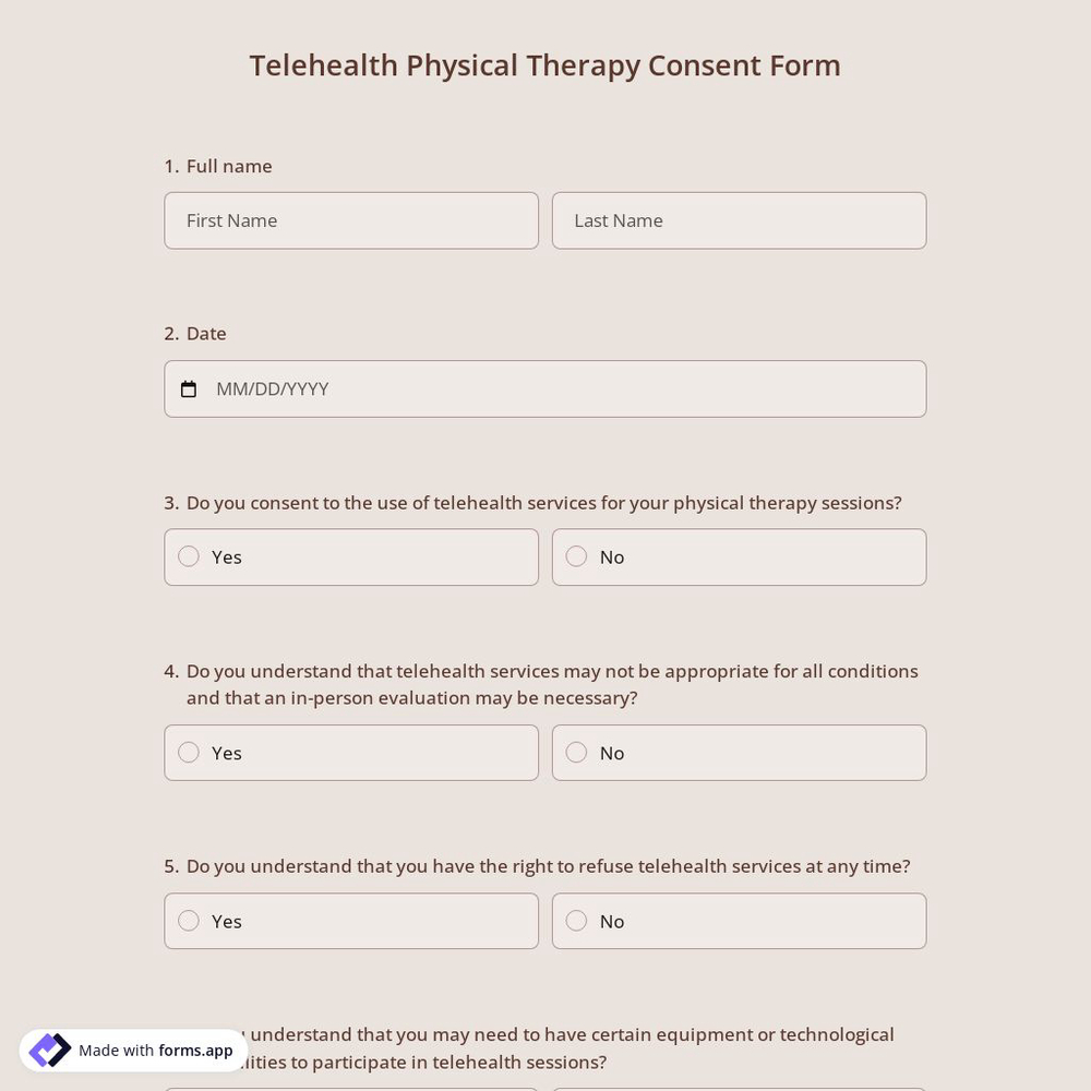 Telehealth Physical Therapy Consent Form