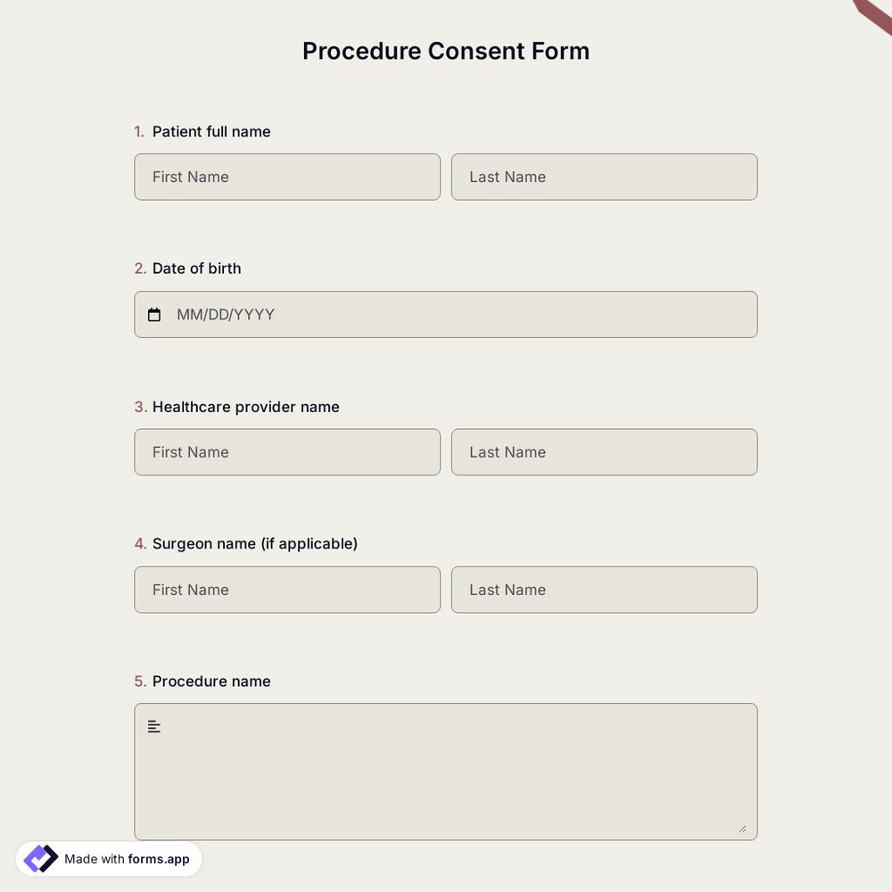 Procedure Consent Form