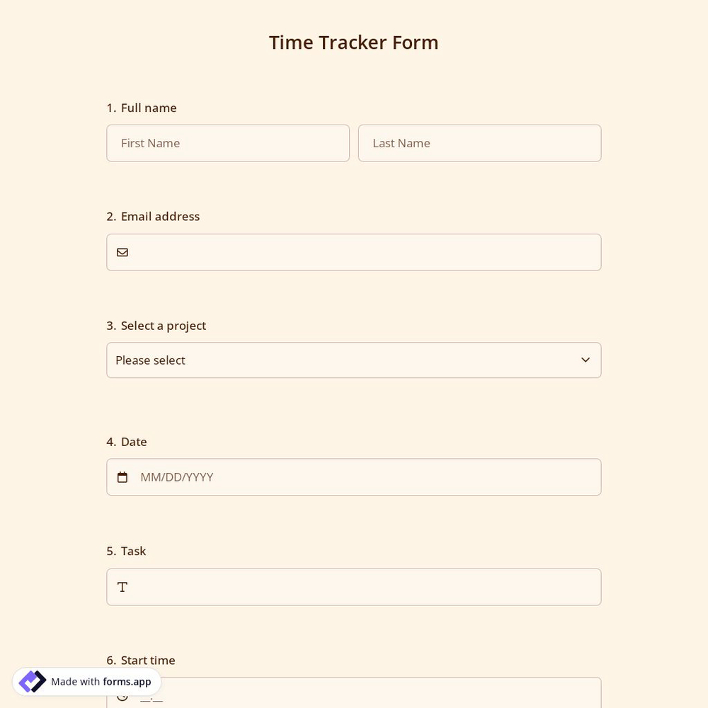 Time Tracker Form