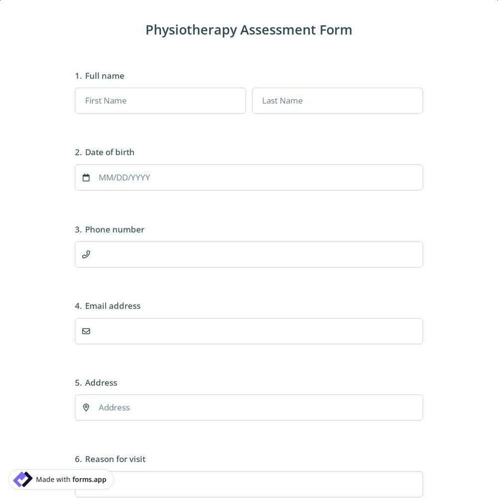 Physiotherapy Assessment Form