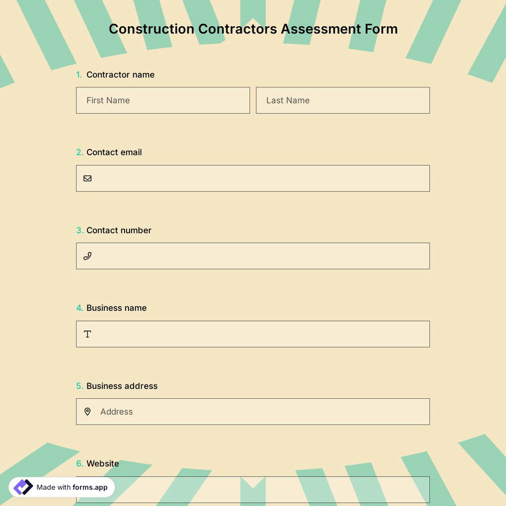 Construction Contractors Assessment Form