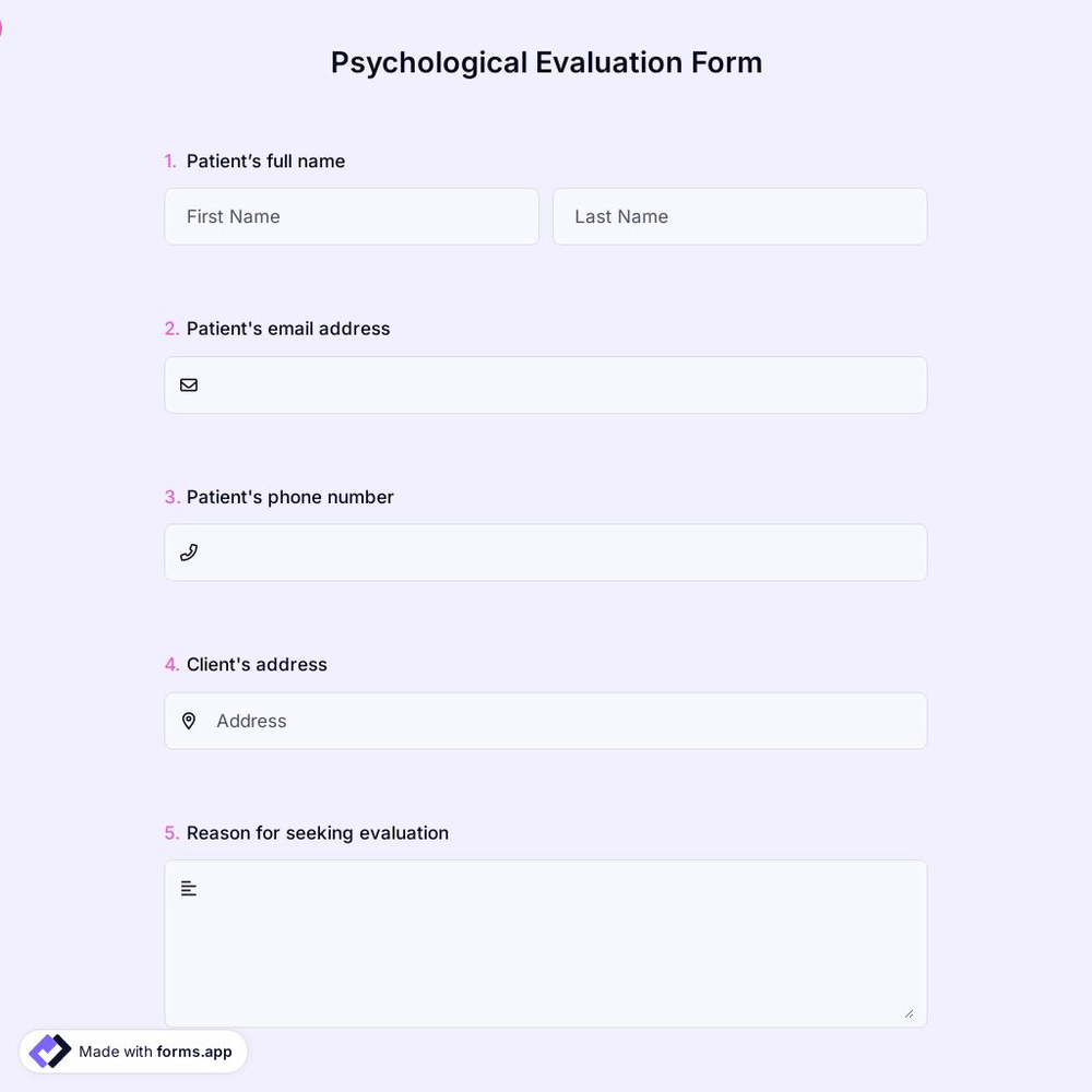 Psychological Evaluation Form