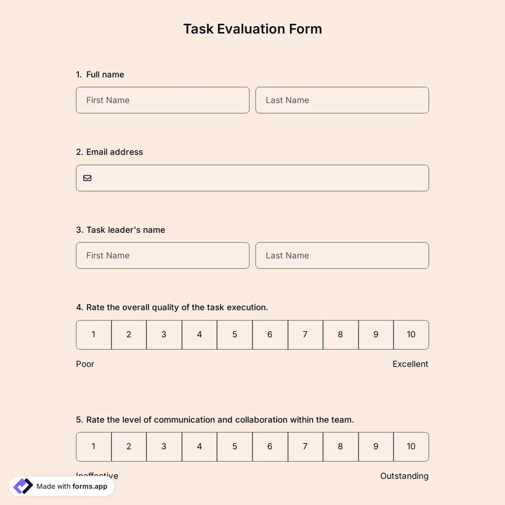 Task Evaluation Form