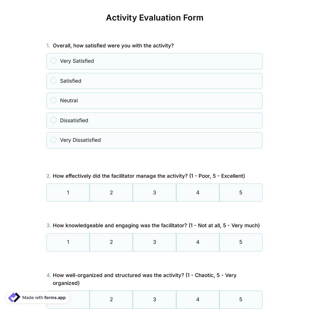 Activity Evaluation Form