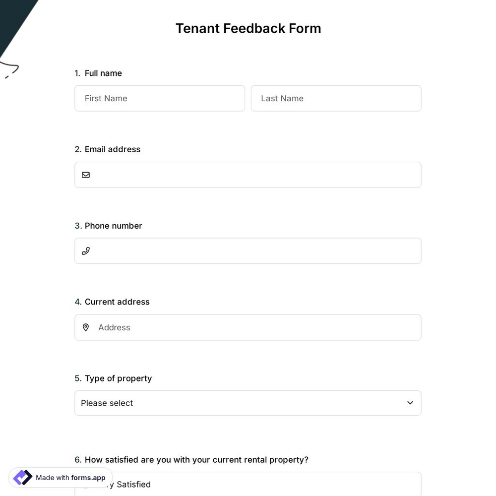 Tenant Feedback Form