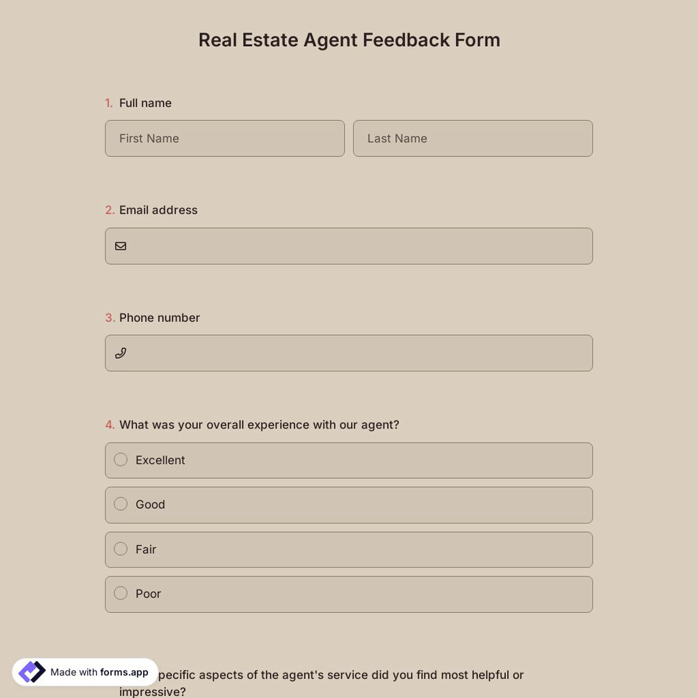 Real Estate Agent Feedback Form