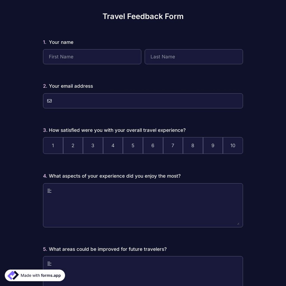 Travel Feedback Form
