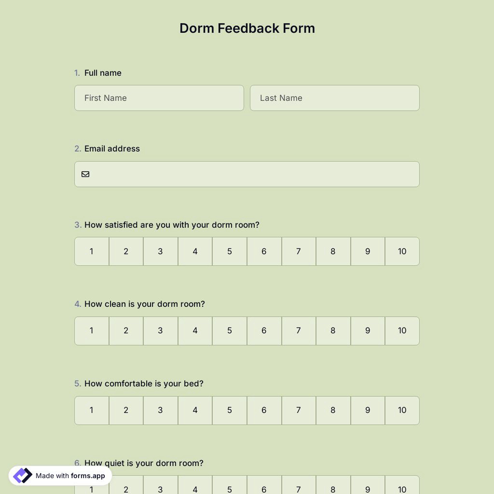 Dorm Feedback Form