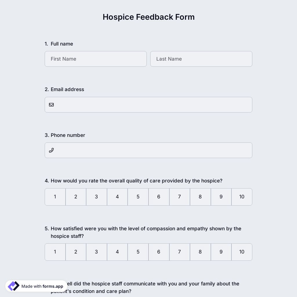 Hospice Feedback Form