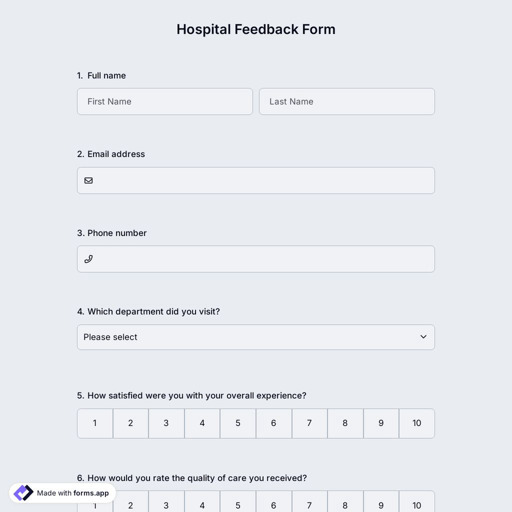 Hospital Feedback Form