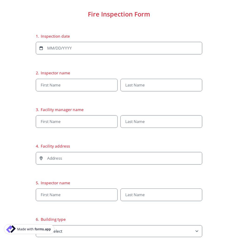Fire Inspection Form