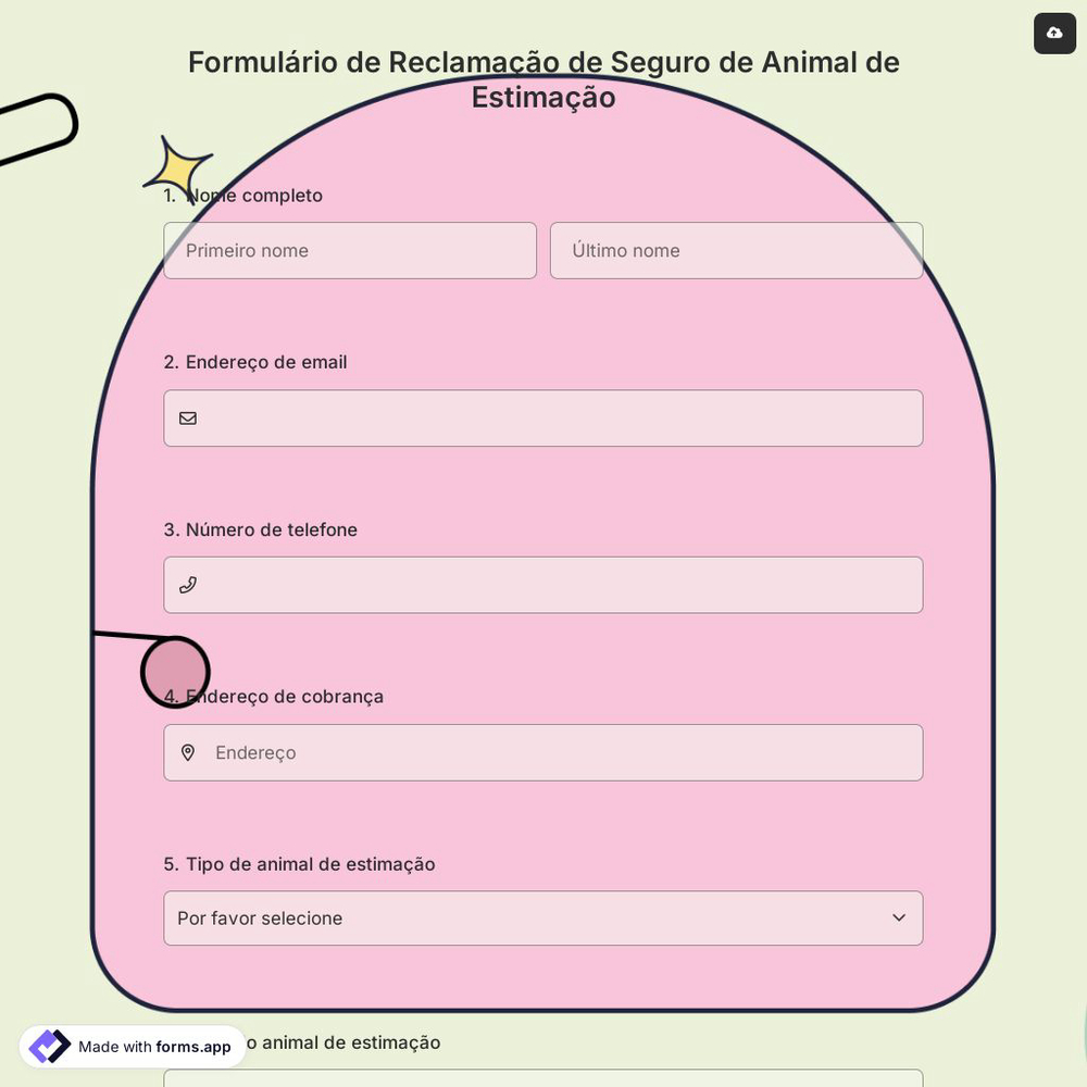 Formulário de Reclamação de Seguro de Animal de Estimação