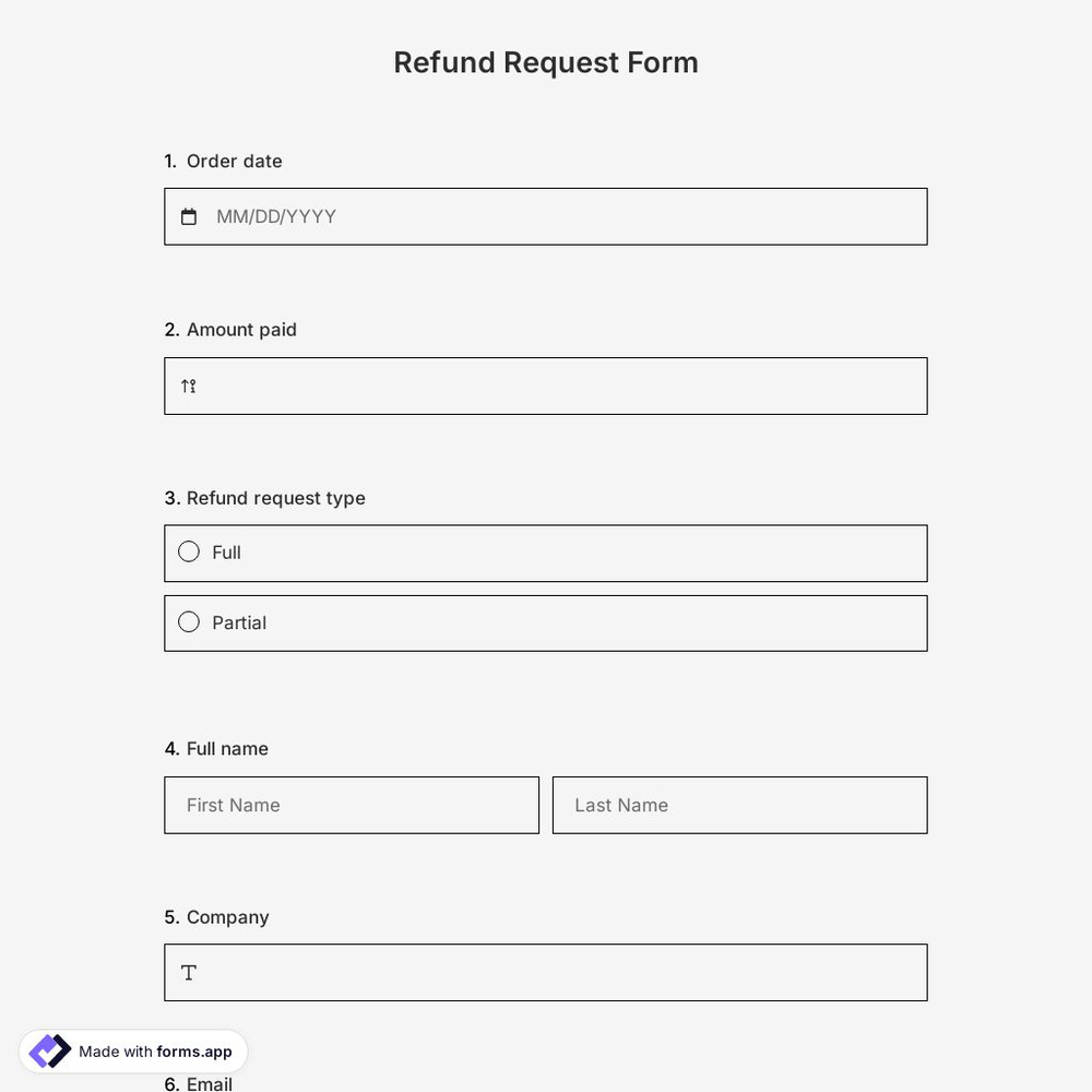 Refund Request Form