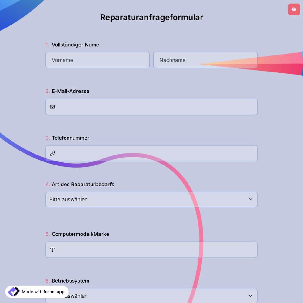Reparaturanfrageformular
