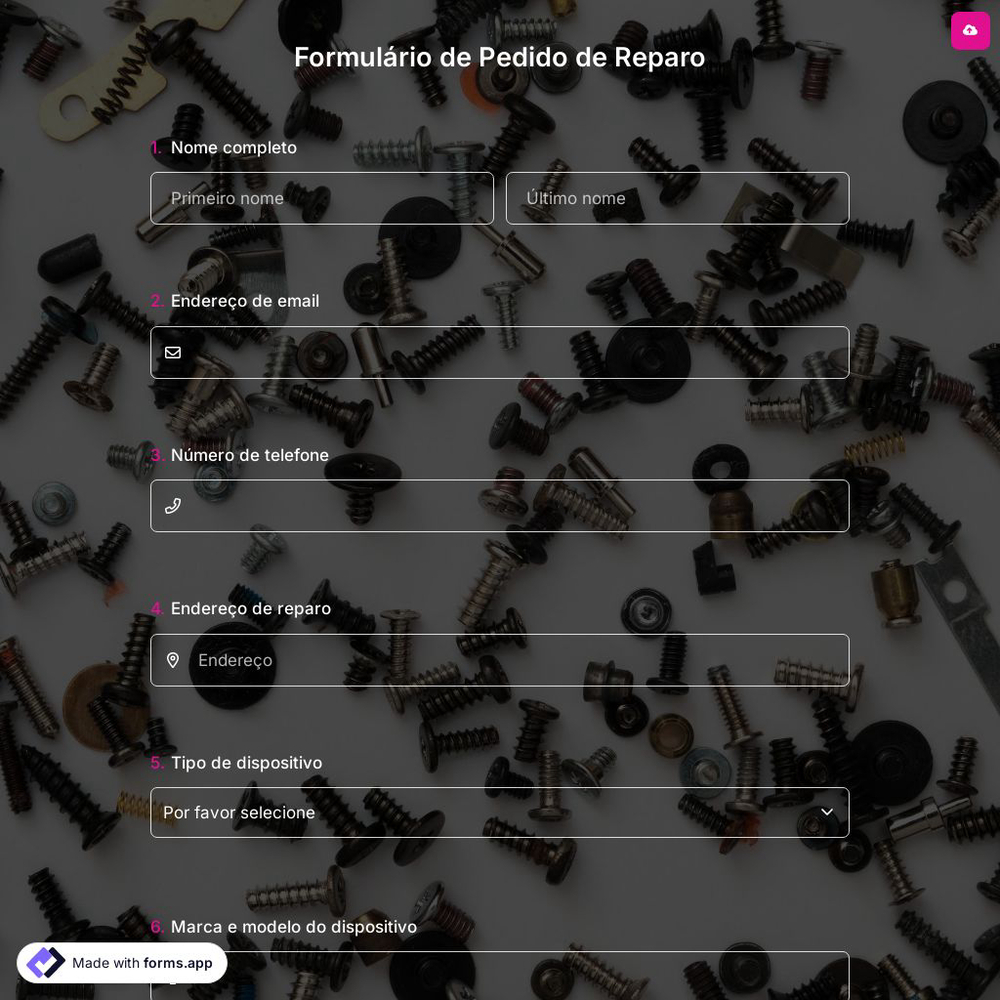 Formulário de Pedido de Reparo