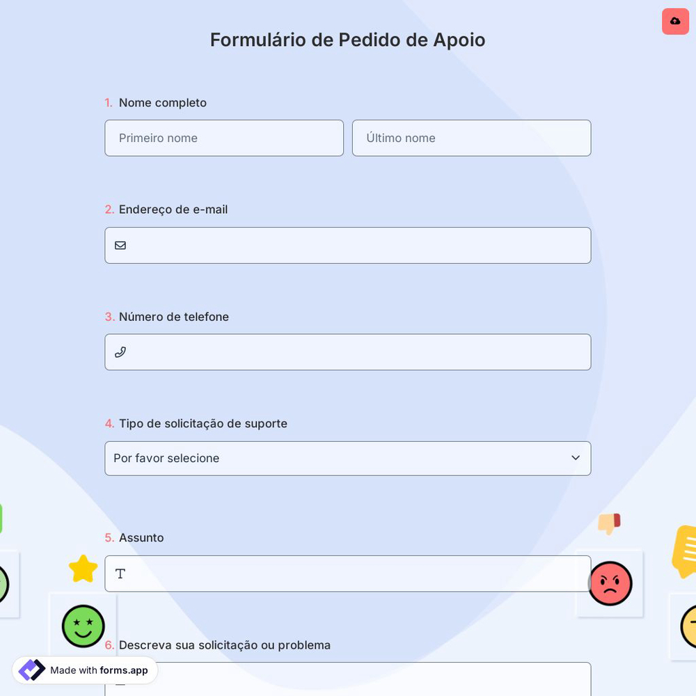 Formulário de Pedido de Apoio