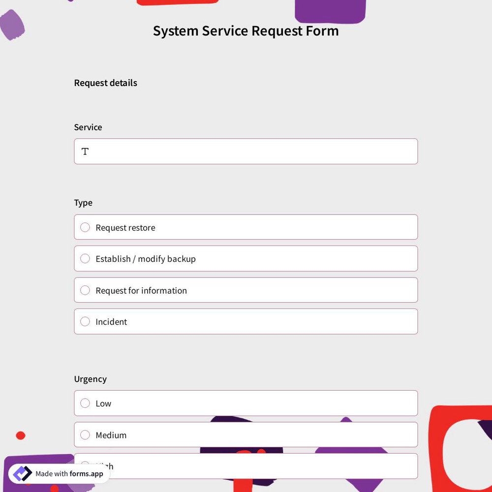 System Service Request Form