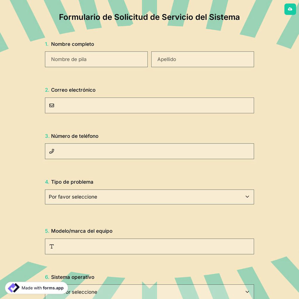 Formulario de Solicitud de Servicio del Sistema