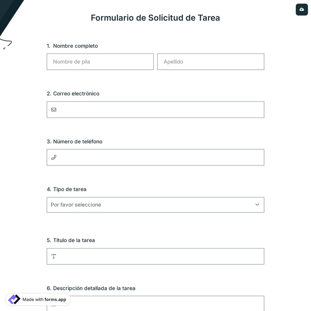 Formulario de Solicitud de Tarea