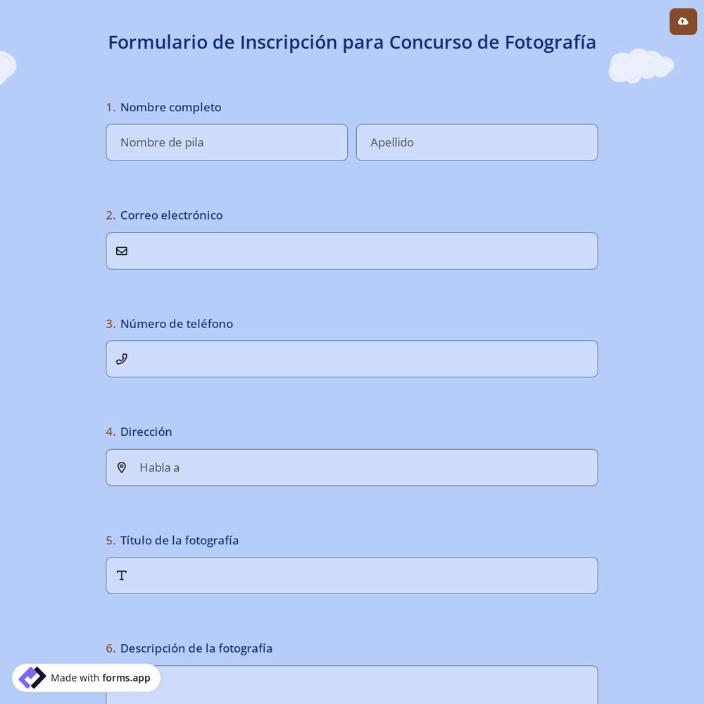 Formulario de Inscripción para Concurso de Fotografía
