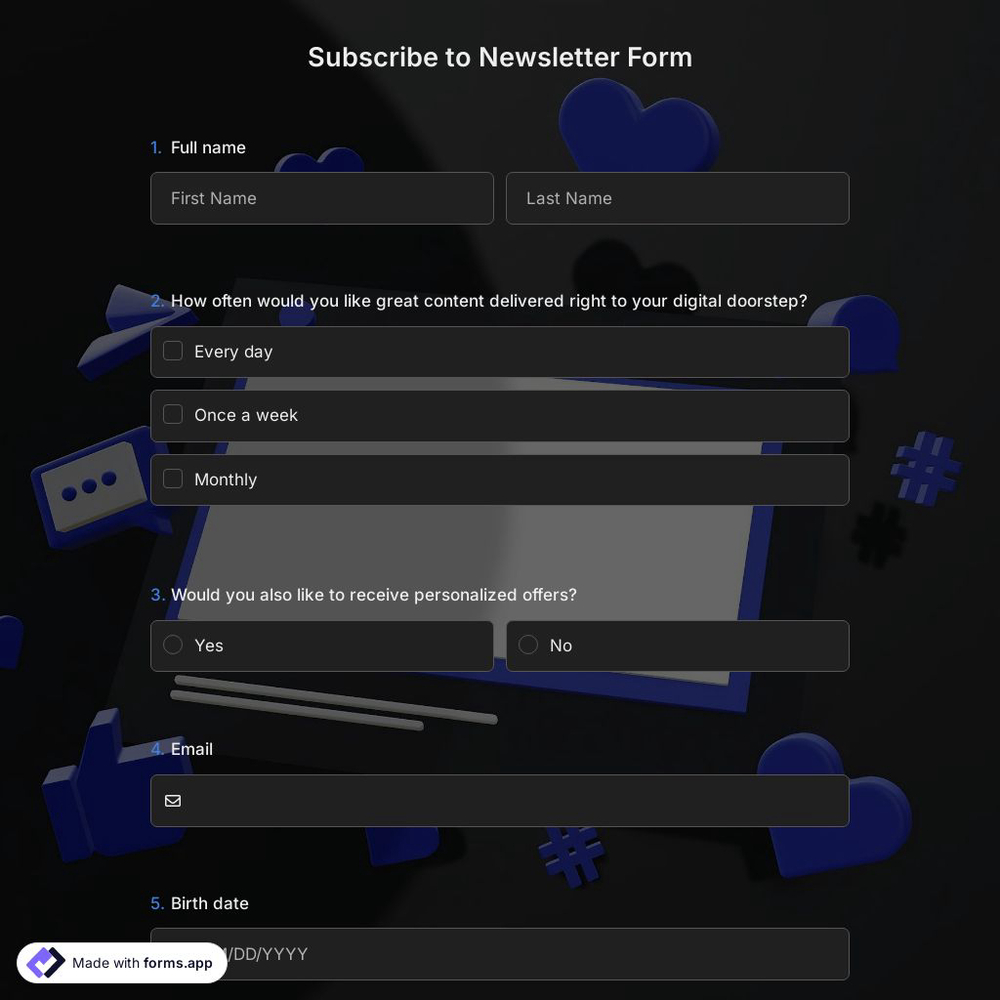 Subscribe to Newsletter Form