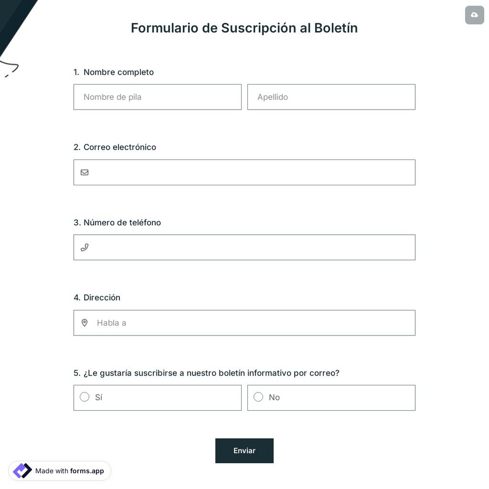Formulario de Suscripción al Boletín