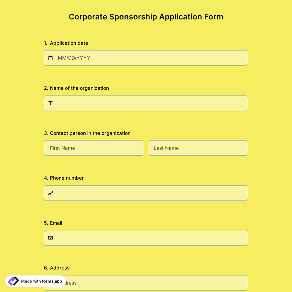 Corporate Sponsorship Application Form