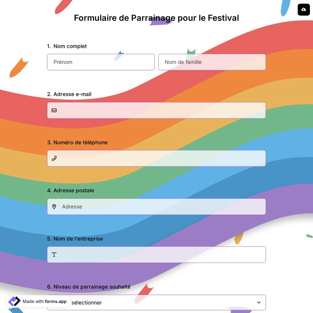 Formulaire de Parrainage pour le Festival