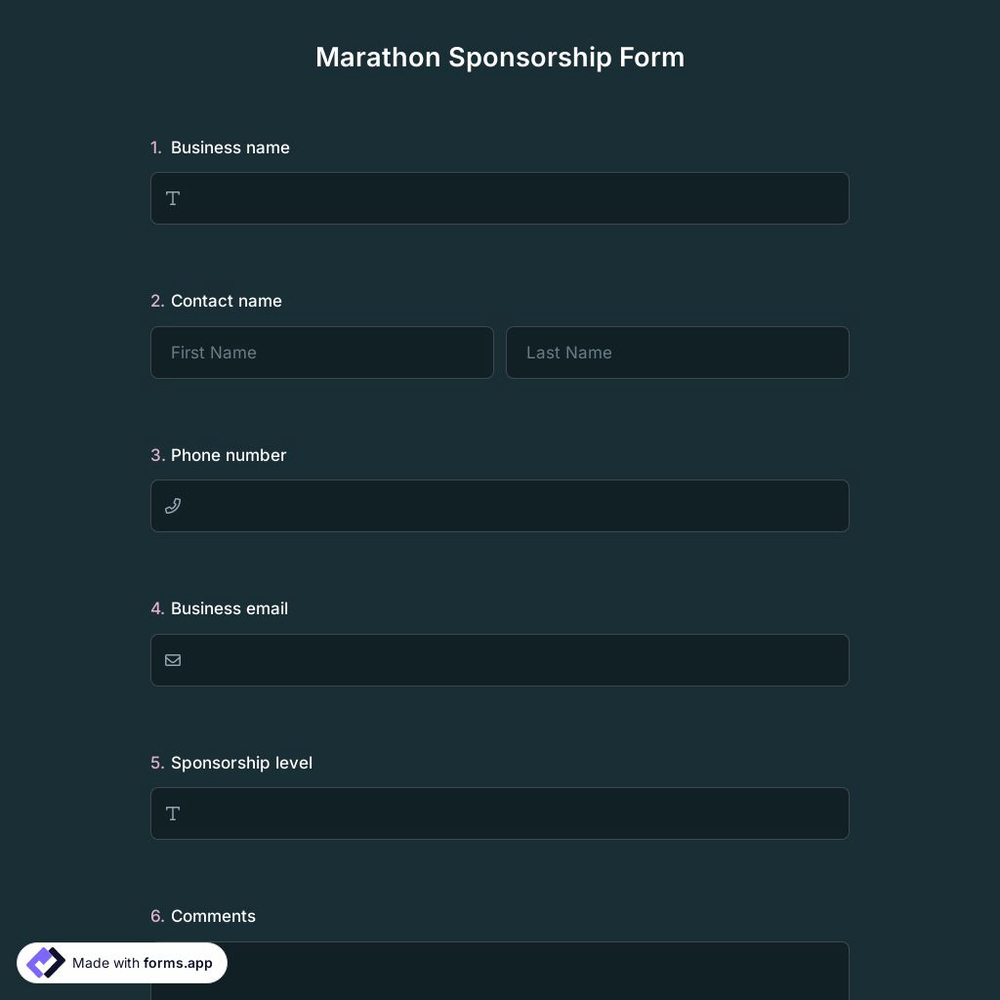 Marathon Sponsorship Form