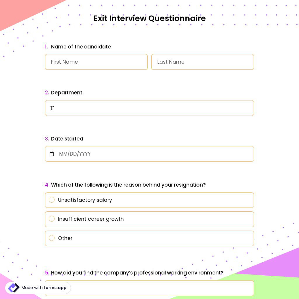 Exit Interview Questionnaire