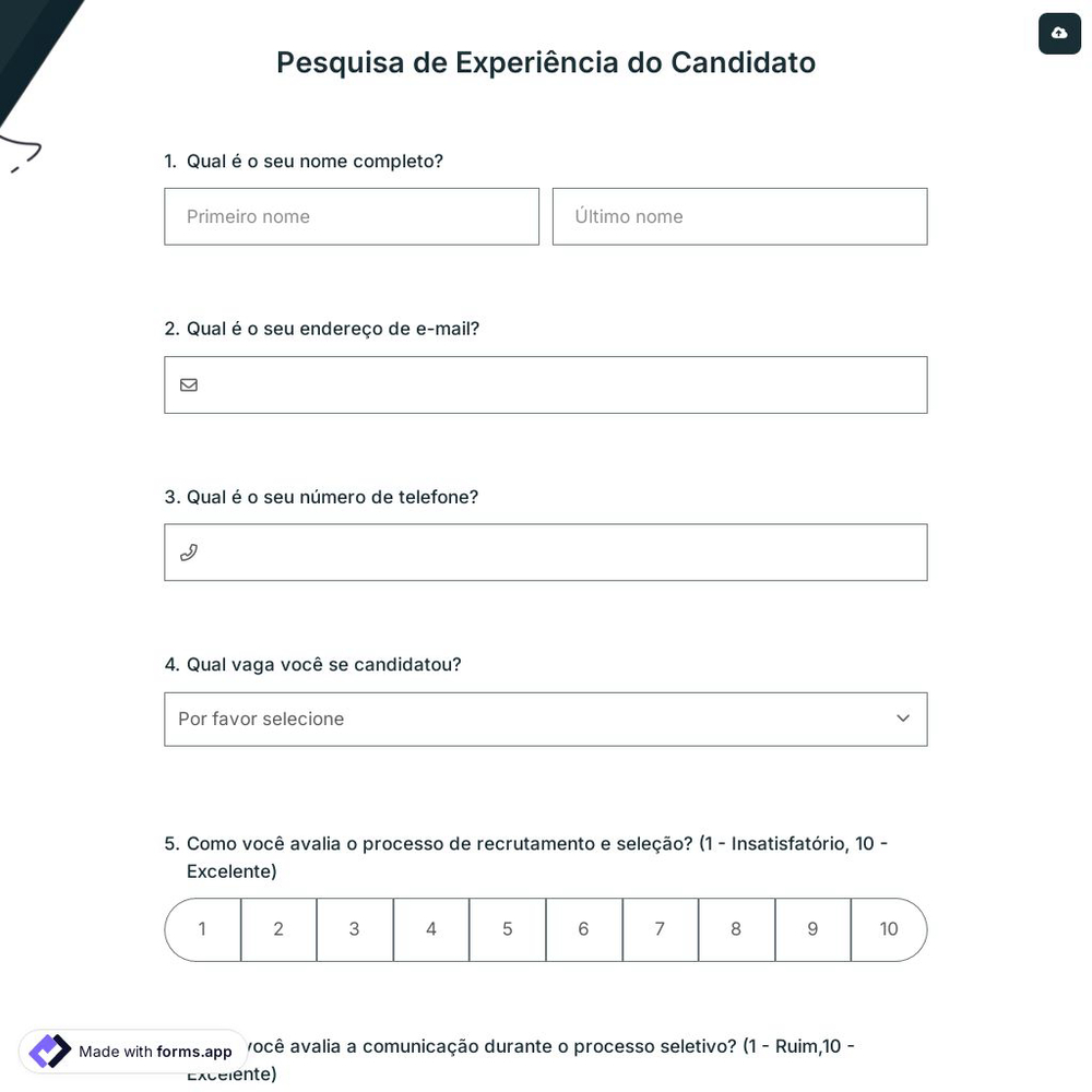 Pesquisa de Experiência do Candidato