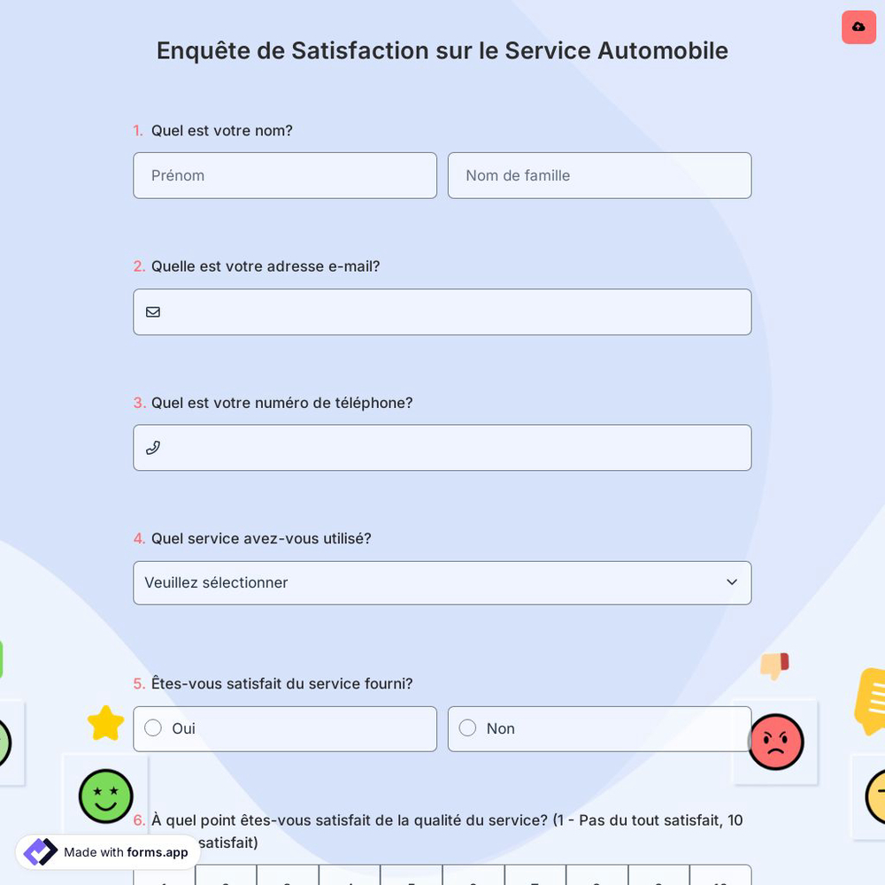 Enquête de Satisfaction sur le Service Automobile