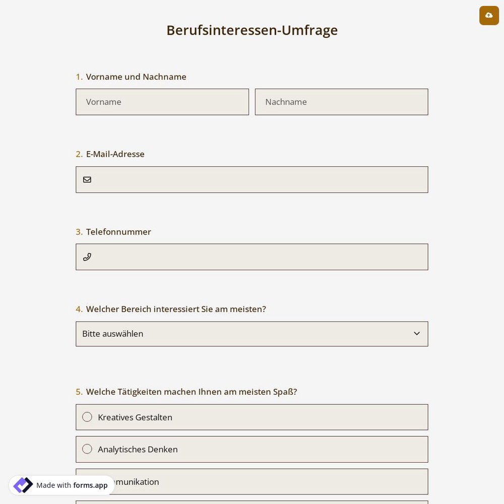 Berufsinteressen-Umfrage