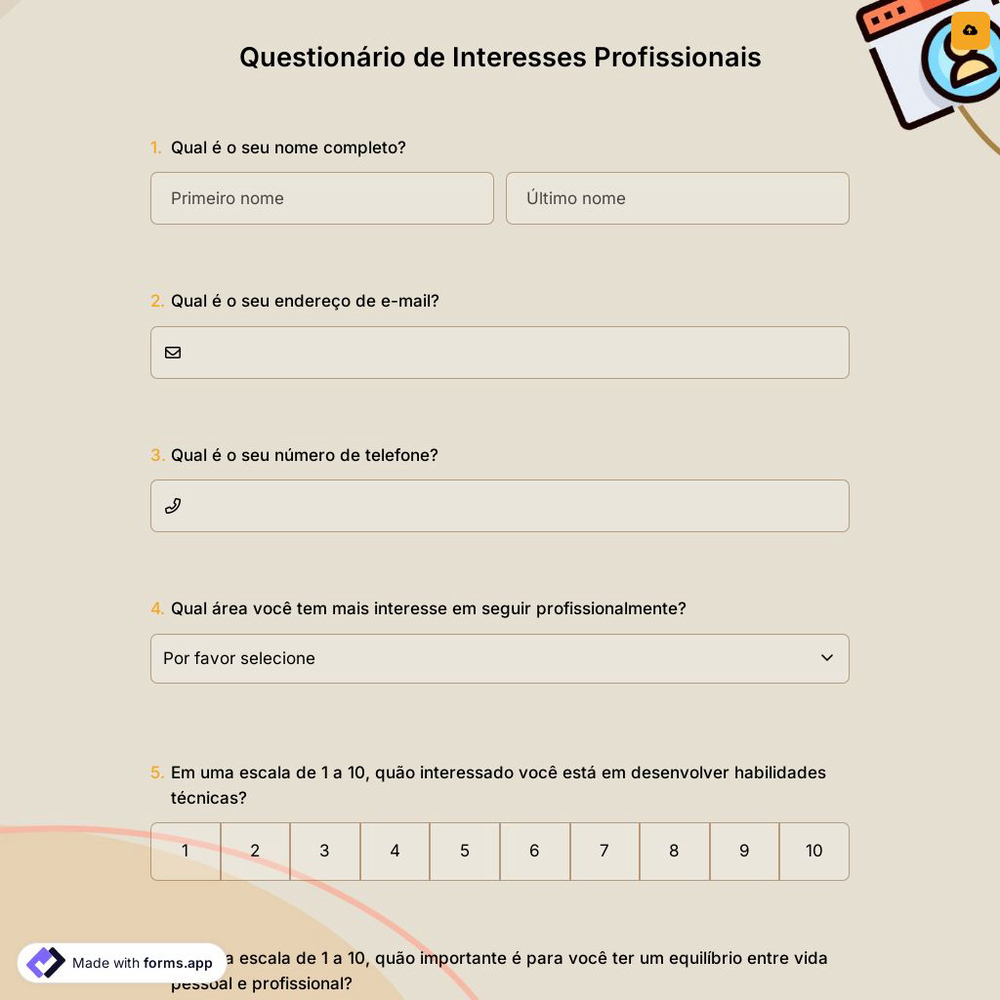 Questionário de Interesses Profissionais