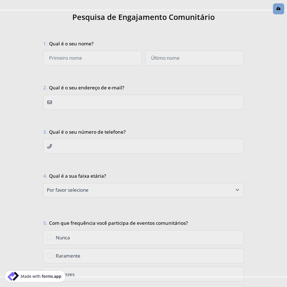 Pesquisa de Engajamento Comunitário