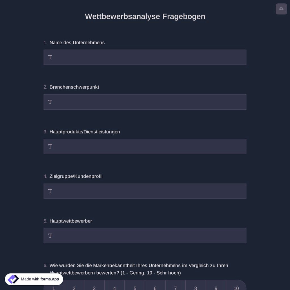 Wettbewerbsanalyse Fragebogen