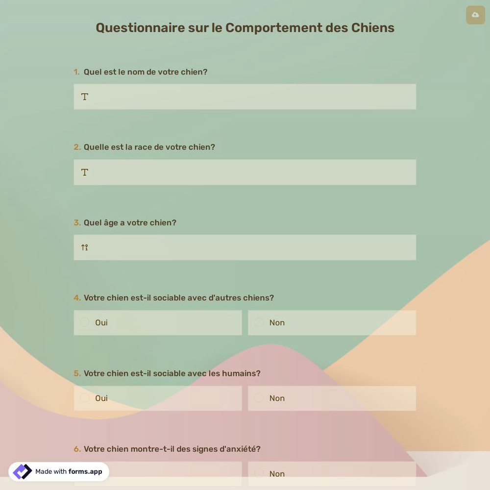 Questionnaire sur le Comportement des Chiens