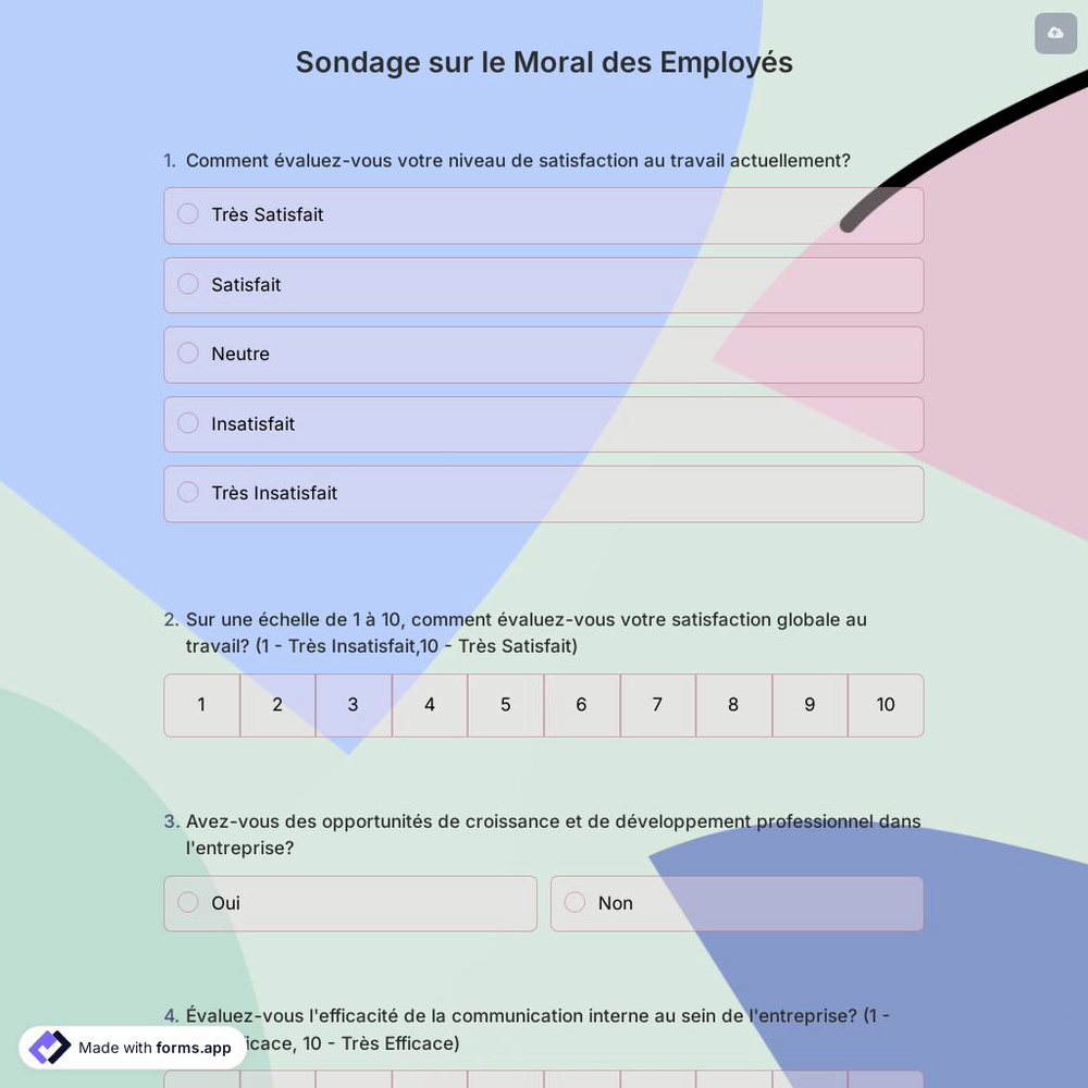 Sondage sur le Moral des Employés