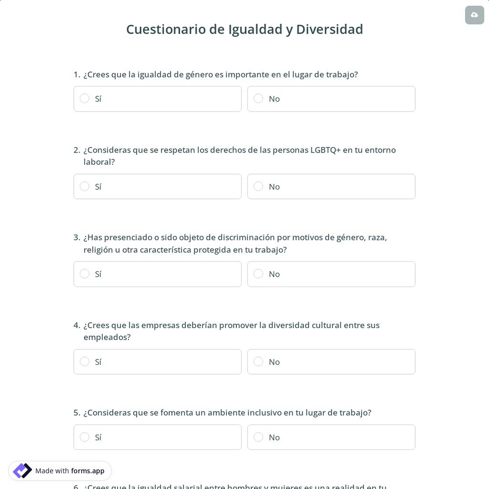 Cuestionario de Igualdad y Diversidad