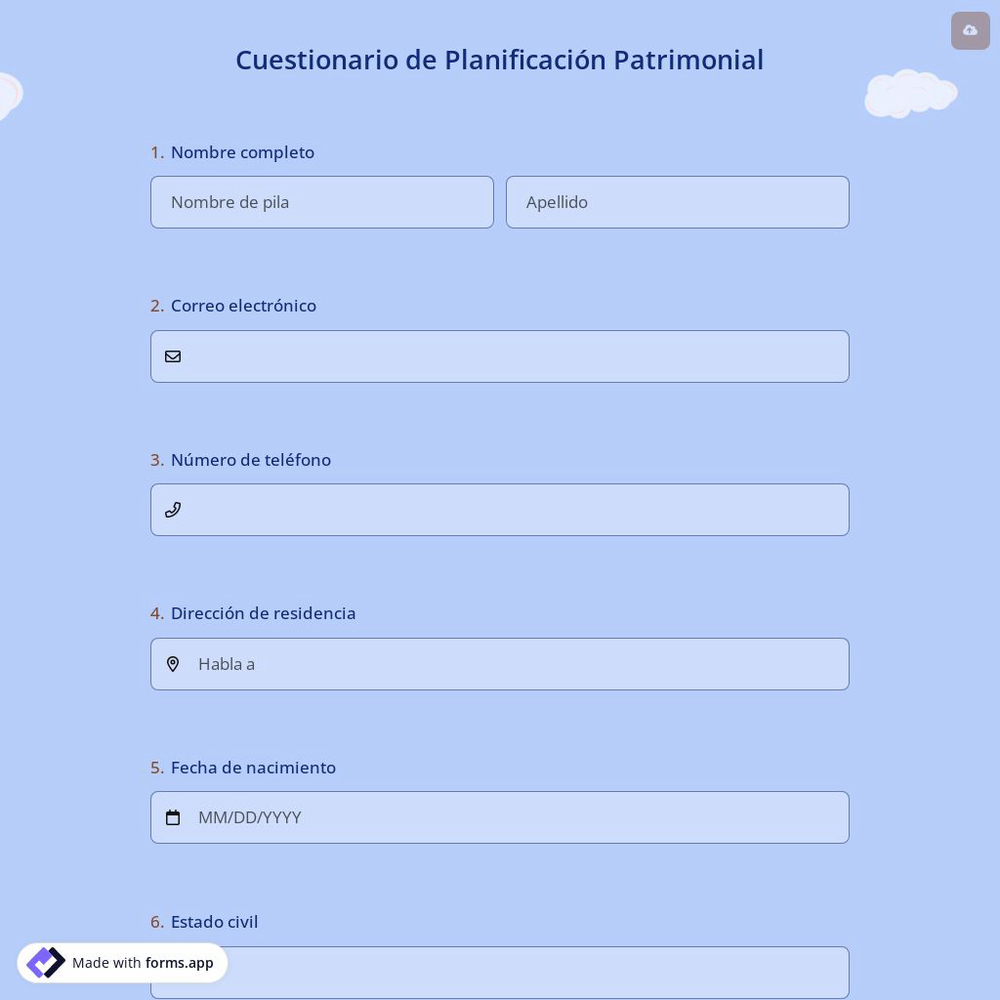 Cuestionario de Planificación Patrimonial