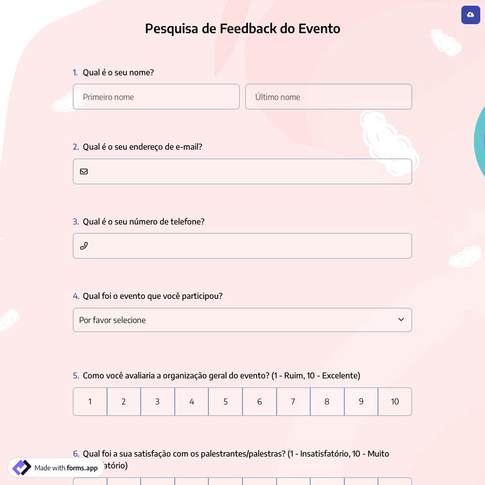 Pesquisa de Feedback do Evento