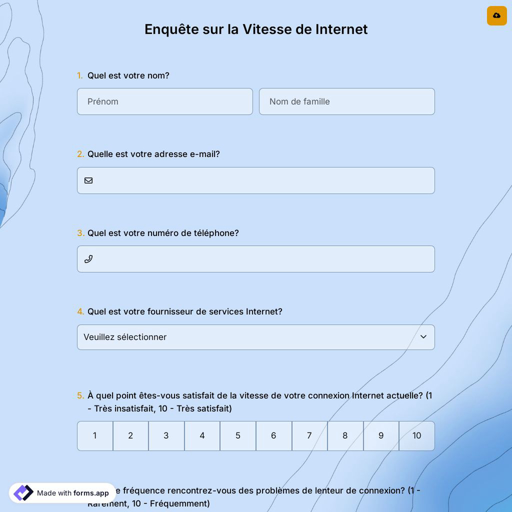 Enquête sur la Vitesse de Internet