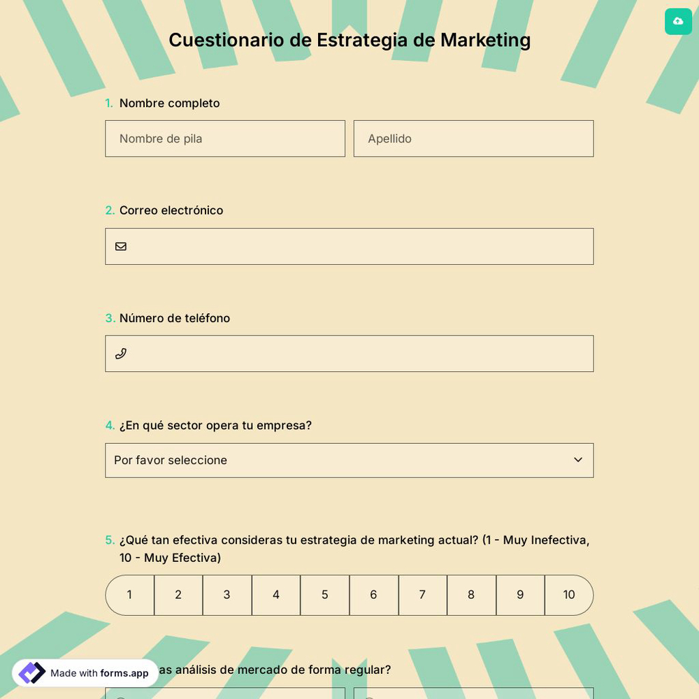 Cuestionario de Estrategia de Marketing