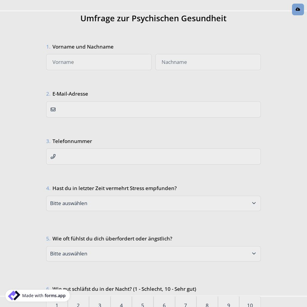 Umfrage zur Psychischen Gesundheit