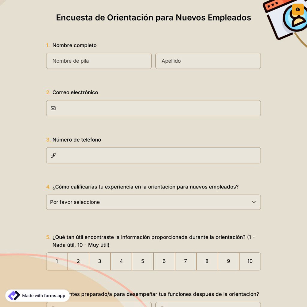 Encuesta de Orientación para Nuevos Empleados