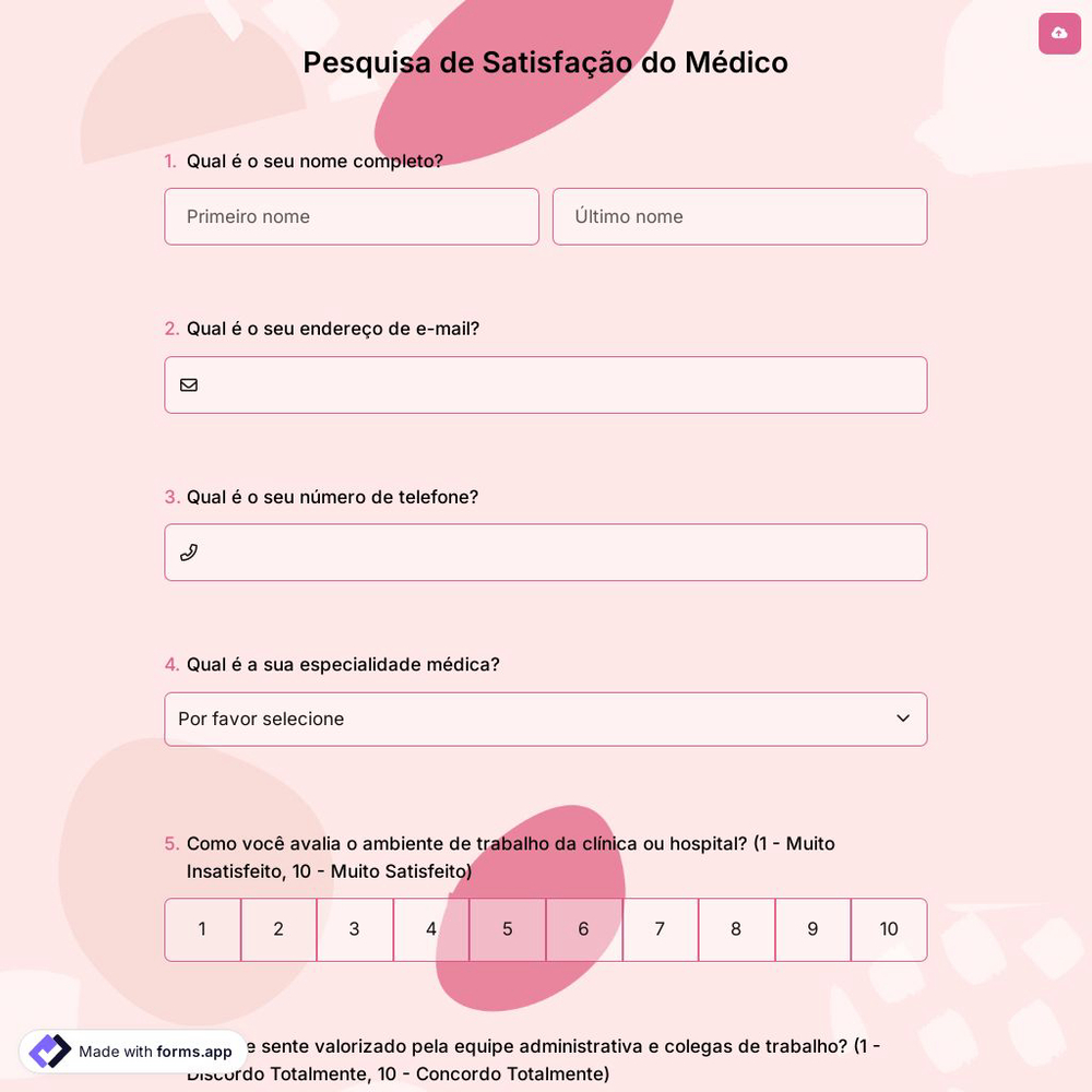 Pesquisa de Satisfação do Médico