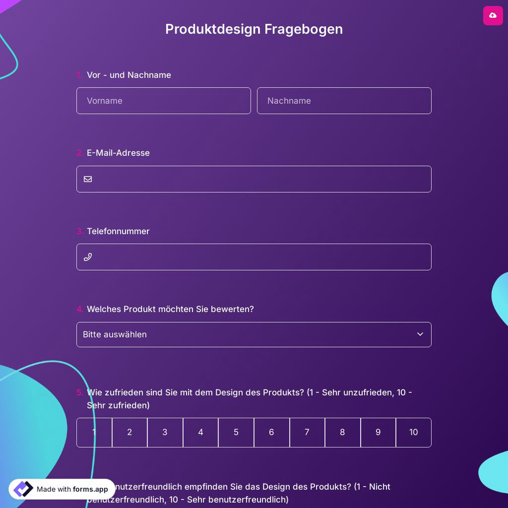 Produktdesign Fragebogen