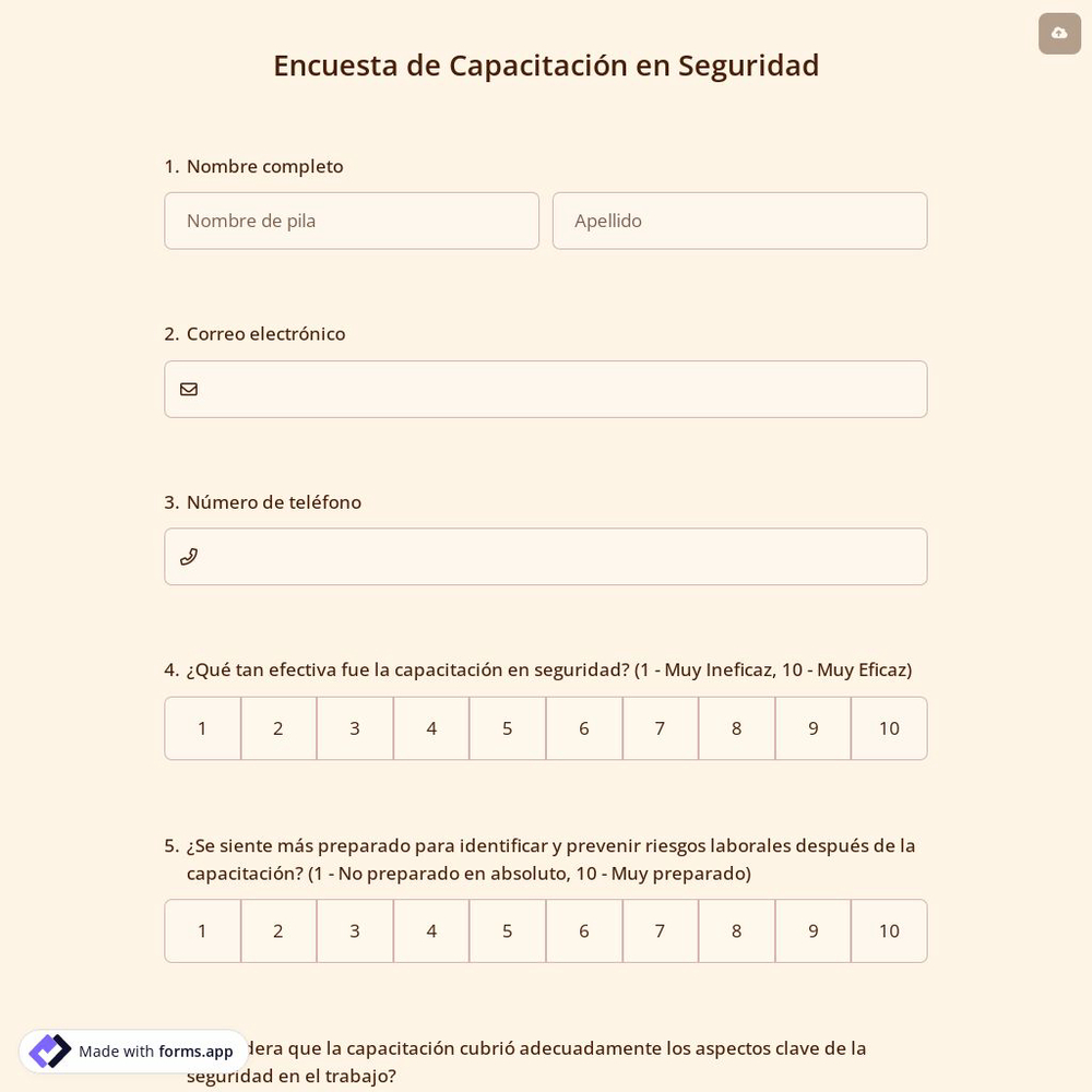 Encuesta de Capacitación en Seguridad