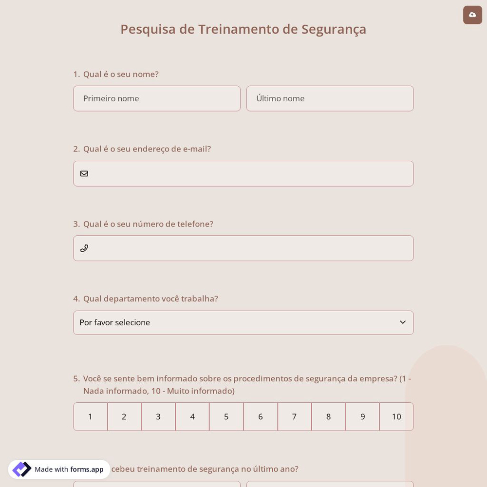 Pesquisa de Treinamento de Segurança