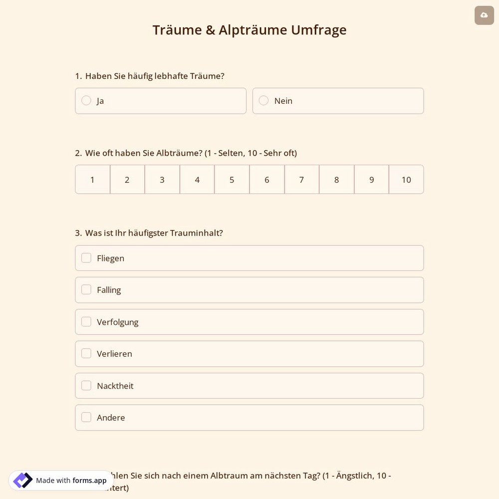 Träume & Alpträume Umfrage